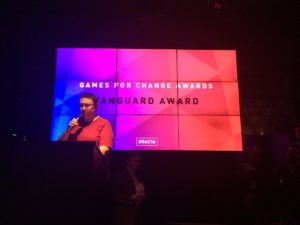 Tracy Fullerton introduces the 2016 Games for Change Vanguard Award