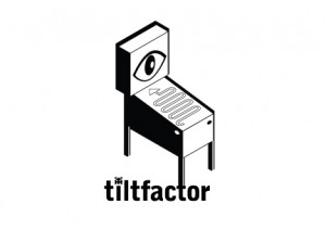 Tiltfactor Logo with a crazy pinball Machine